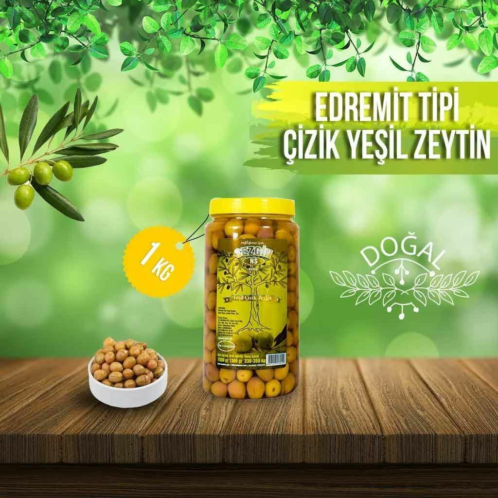 Edremit Tipi Yeşil Zeytin 1 KG ( SMALL )